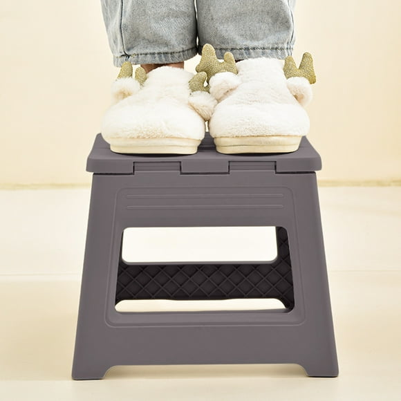 Fridja Folding Step Stool Lightweight Plastic Step Stool, Portable Waterproof Foldable Step Stool for Adults, Non Slip Folding Stools for Kitchen Bathroom Bedroom Picnic (Gray, 8x5.7in)