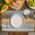 thumbnail image 4 of Blue Brown Placemats Set of 6, Farmhouse Rustic Wooden Plank Board Placemats for Dining Table, Place Mats for Kitchen Tabletop, Waterproof Wipeable Dining Table Mats Set, 4 of 9