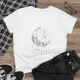 thumbnail image 3 of Women's Cotton T-Shirt with Floral Moon Design, Original Artwork, 3 of 5