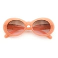 thumbnail image 2 of Womens Oval Round Thick Plastic Mod Fashion Fancy Arm Sunglasses Peach - Pink Smoke, 2 of 8