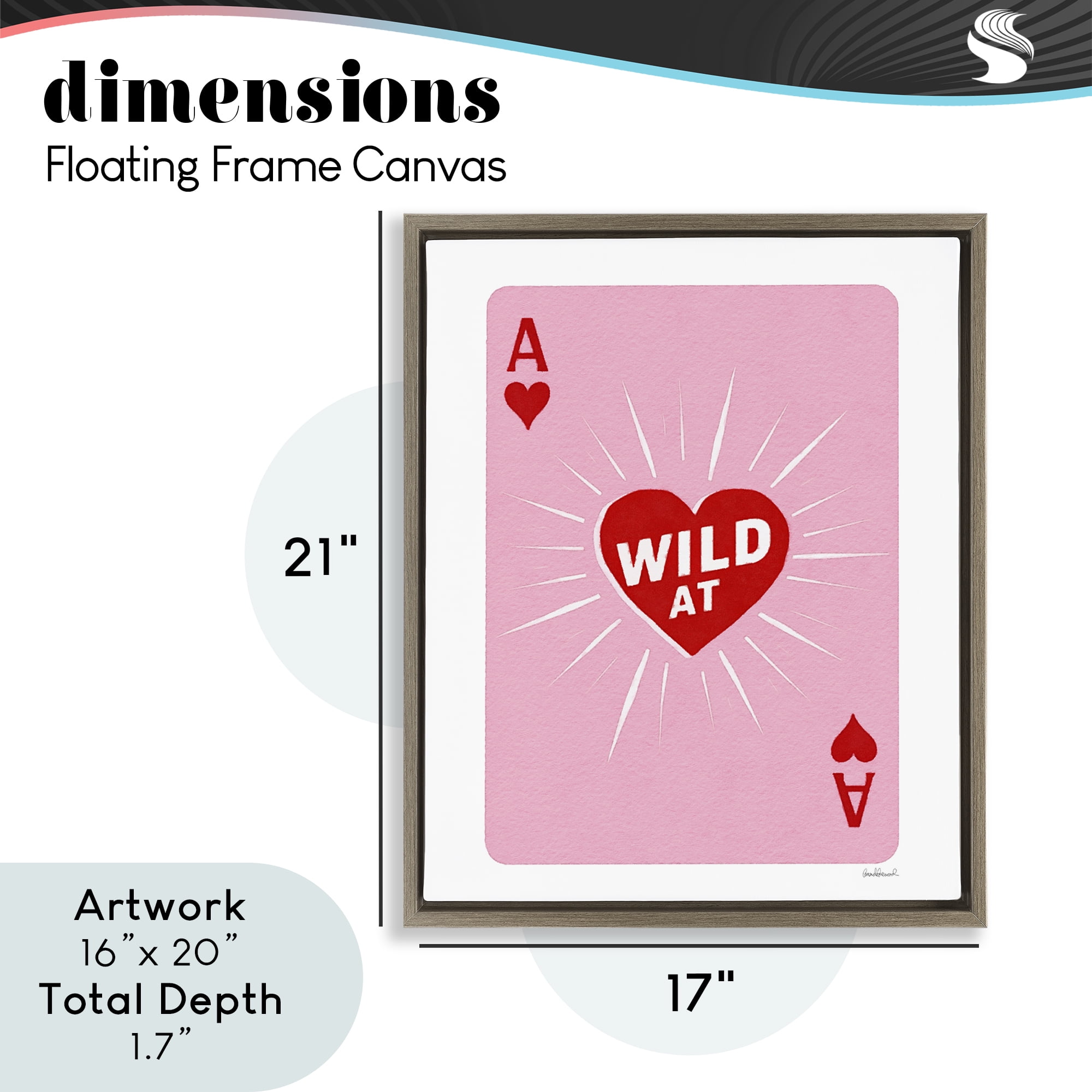 Wild At Heart Card Brown Framed Floater Canvas Wall Art, design by Amanda Greenwood