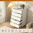 thumbnail image 6 of White Wooden Bedroom Tall 5 Drawer Dresser,Fluted Chest of Drawers Dresser for Bedrooms Closet, 6 of 6