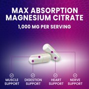Magnesium Citrate 1000mg Per Serving - 3X Strength Magnesium Supplement for Bone, Muscle, Heart, Natural Sleep Support for Men & Women, Vegan Mag Mineral Pills, Non-GMO, Bottled in USA - 120 Capsules