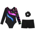 thumbnail image 4 of TiaoBug Kids Girls Gymnastics Leotards with Shorts Ballet Dancewear Unitards A Star Black 6, 4 of 5