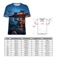 thumbnail image 2 of Lighthouse Sunrise Coast Scenery Pale Blue Tan Women's Short Sleeve T-Shirt Crew Neck Casual Summer Trendy Loose Fit Tops, 2 of 6
