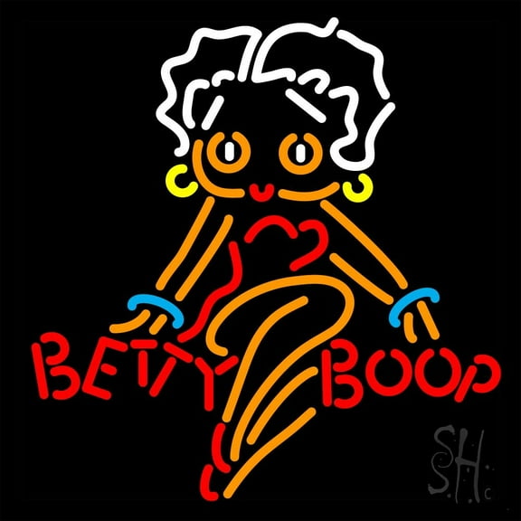 Orange Betty Boop LED Neon Sign 16 x 16 - inches, Black Square Cut Acrylic Backing, with Dimmer - Bright and Premium built indoor LED Neon Sign for café, club, party, event and stroefront.
