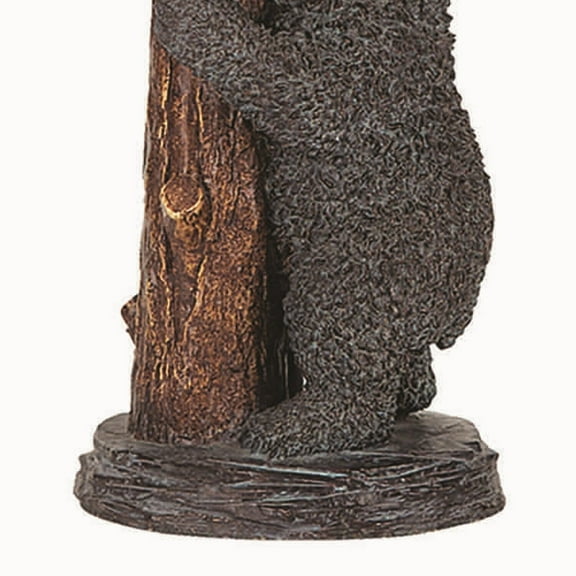 150 Watt Resin Bear Body Table Lamp with Twig Shade, Gray and Brown- Saltoro Sherpi