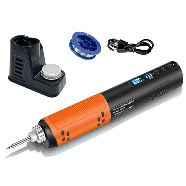Soldador Eléctrico Inalámbrico USB Portátil Pantalla Digital LED Bolígrafo para Soldar Herramienta de Soldador Recargable Naranja
