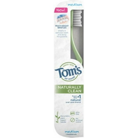 Tom's of Maine Toothbrush Naturally Clean, Medium 1 ea (Pack of 4)