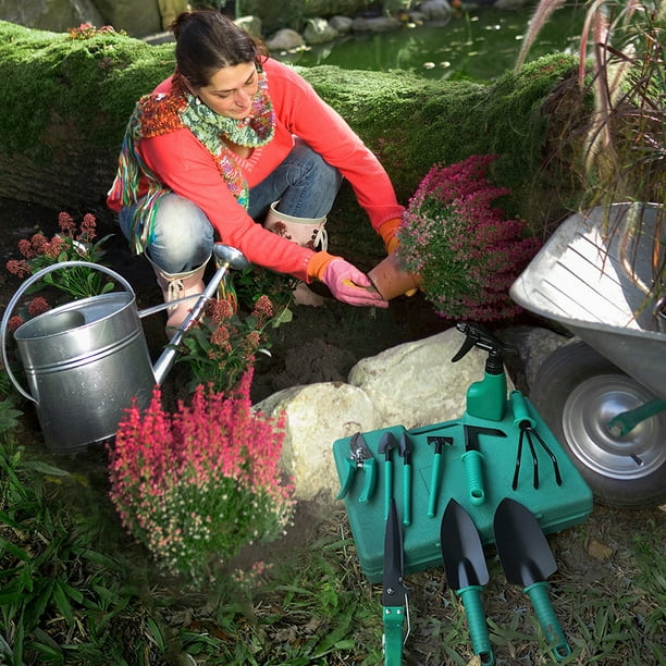 Amdohai Ensemble d'outils de jardin 10 pièces Kit d'outils de jardin en  acier inoxydable avec étui de transport Ensemble de travaux de jardinage  robuste Cadeaux de jardinage pour femmes jardinières 