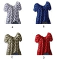 thumbnail image 4 of Camiseta Cuello en V Jumpingount blusa de Manga corta estampada mujer suelta Caqui 4XL AP001865-23, 4 of 6
