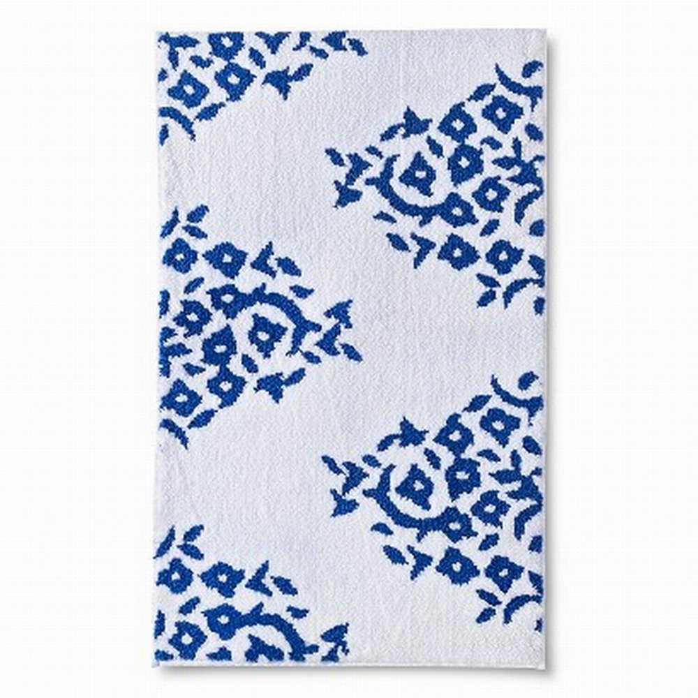 Threshold Blue & White Paisley Bath Rug Skid Resist Throw Accent Mat