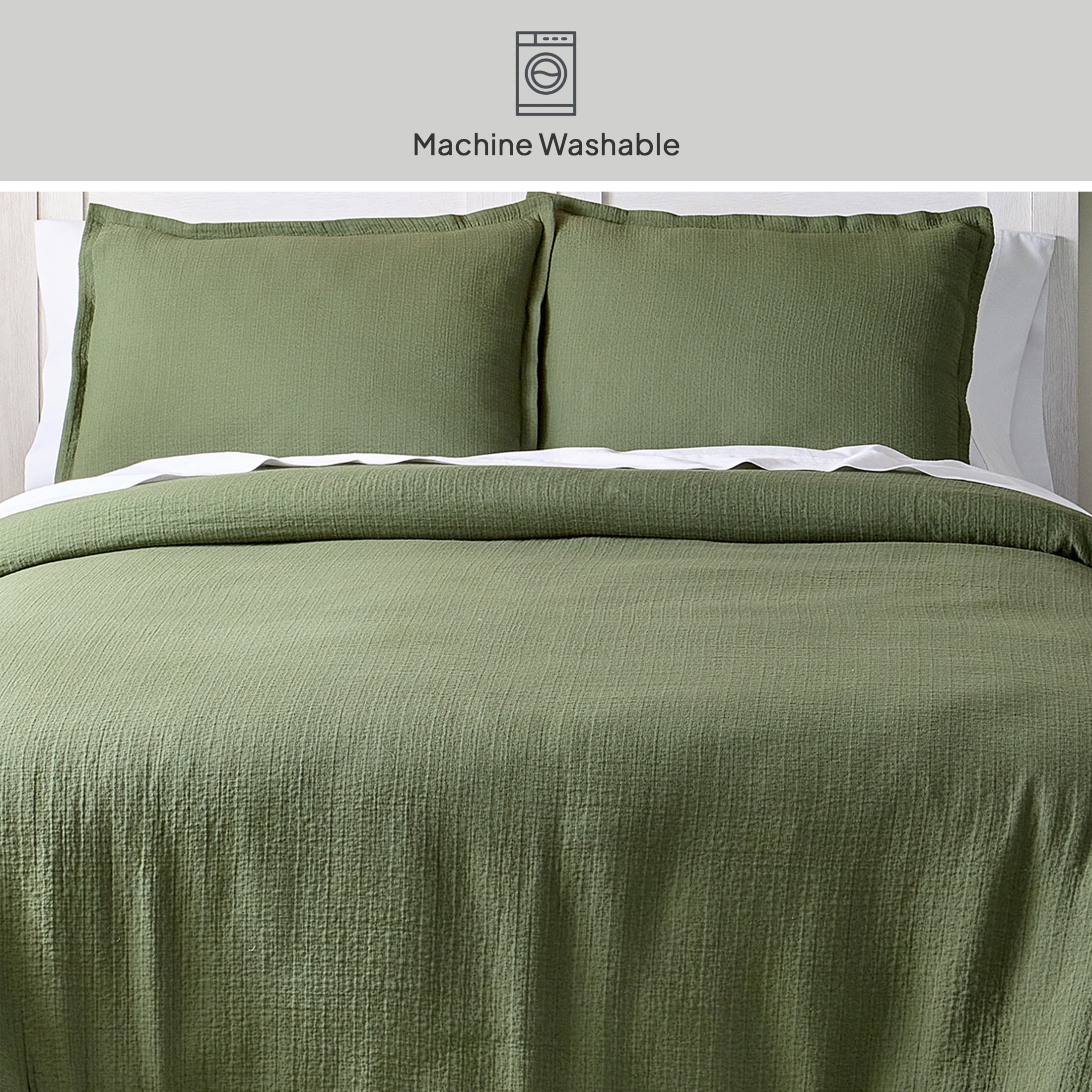 Better Homes & Gardens All-Season Full/Queen Comforter Set, 3-Piece, Green Gauze