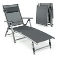 thumbnail image 1 of Patiojoy Chaise Longue d'Extérieur, Chaise Longue Pliante avec Dossiers Réglables à 8 Niveaux, Cadre en Aluminium Robuste, Appui-Tête et Coussin Douillets, 1 of 8