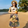 thumbnail image 4 of Lsque Cute Panda Sunflower Print Women's Casual Dress T-Shirt Summer Short Sleeve Scoop Neck Swing Dresses, 4 of 6