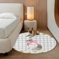thumbnail image 2 of Blue Easter Bunny Round Area Rug 5Ft Washable Circle Rugs for Living Room Bedroom, Spring Daisy Modern Gray Buffalo Plaid Non-Slip Carpet Floor Mats Indoor Outdoor Carpet Runner Aesthetic Home Decor, 2 of 8