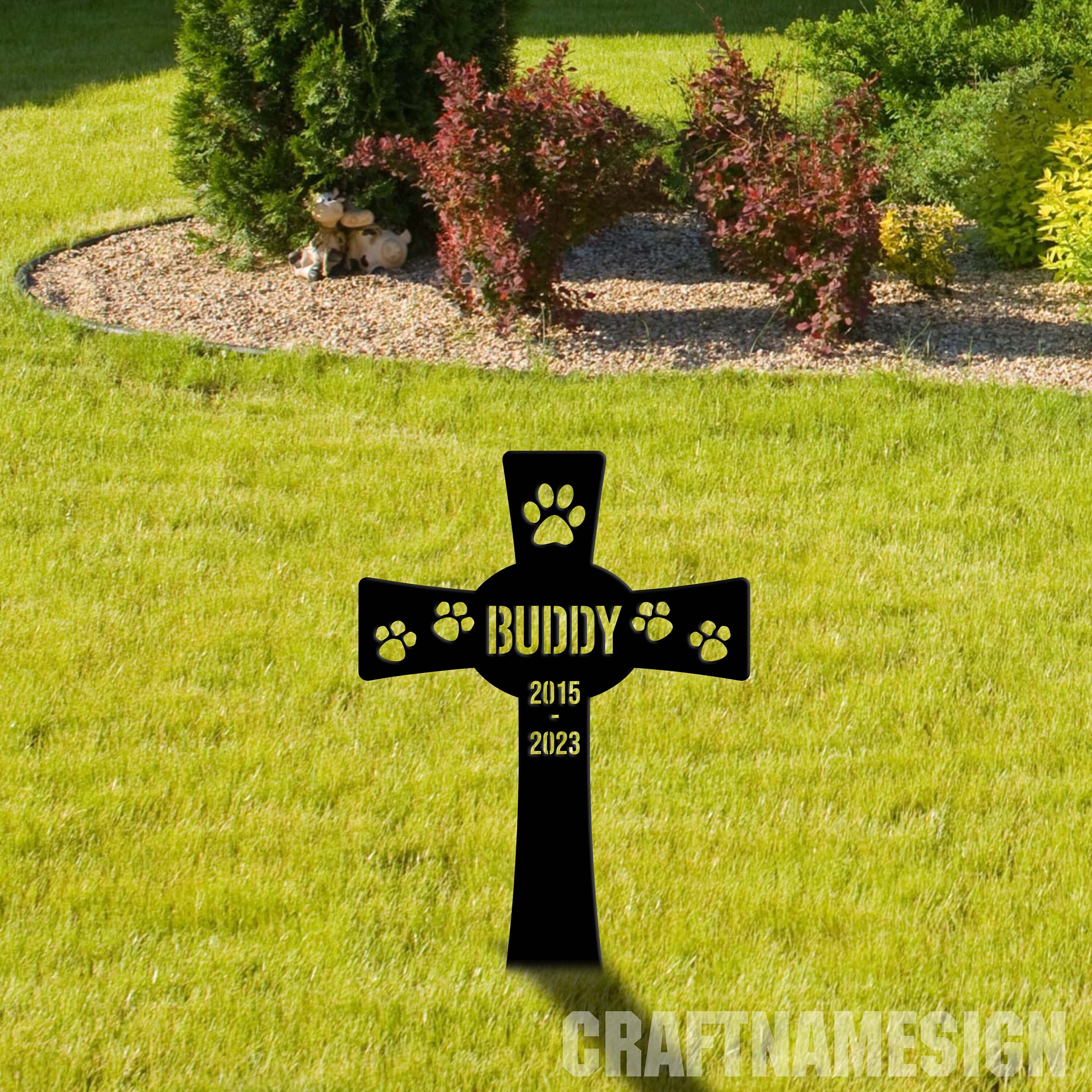 Craftnamesign Custom Pet Memorial Cross Stake, Dog Memorial Metal
