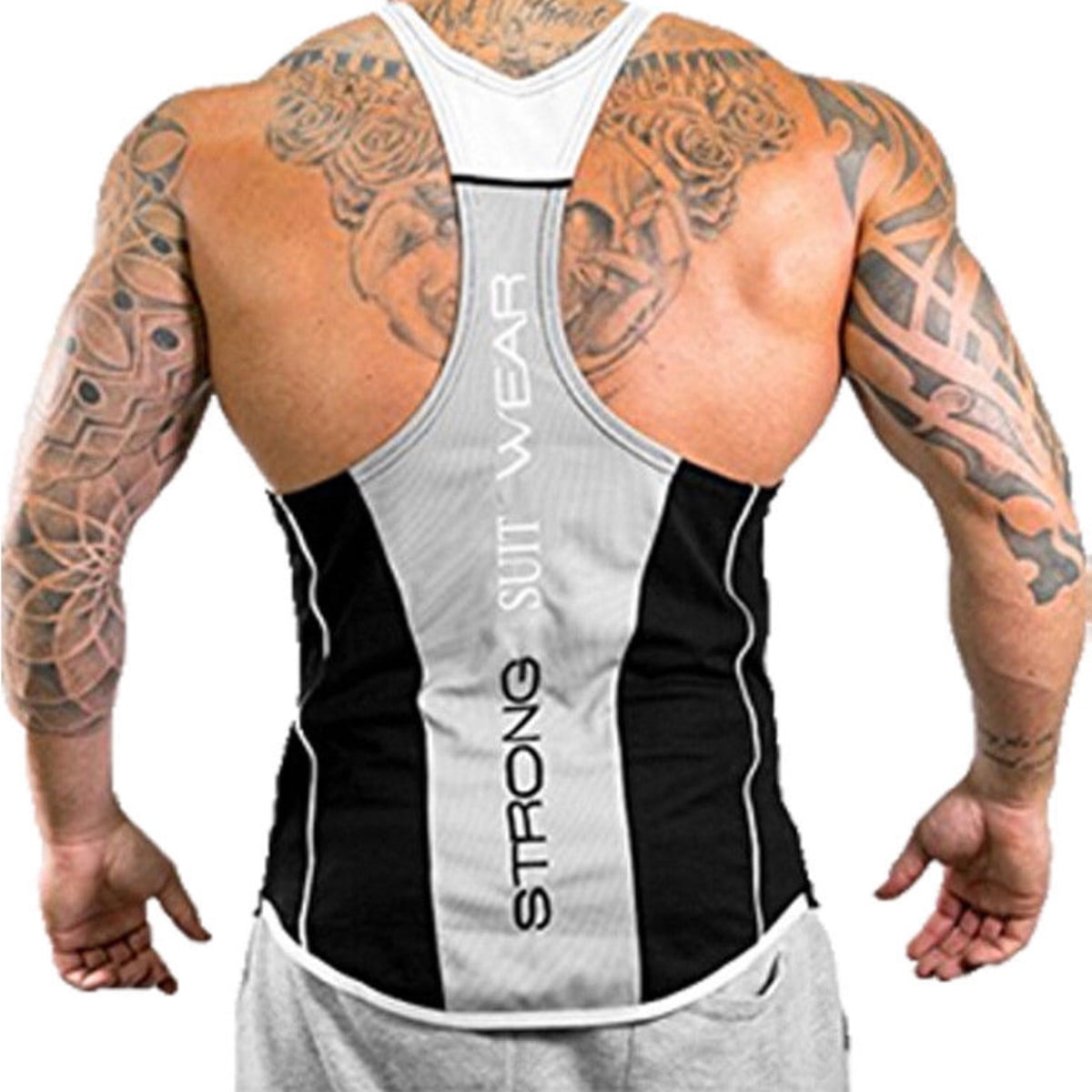 Men Fitness Gym Vest Muscle Bodybuilding Tank Sleeveless Tops Sport T ...