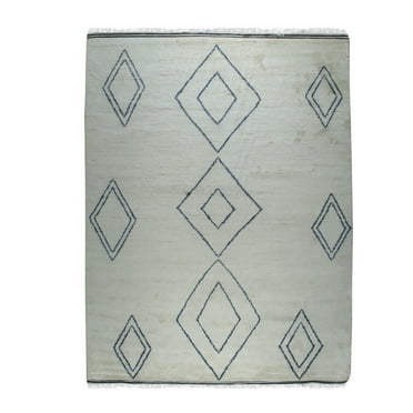 EORC DO03IV8X10 Hand Knotted Wool Moroccan Rug, 8' x 10', Ivory Area Rug
