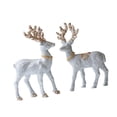thumbnail image 4 of CoudarTitie 2 Pieces Christmas Reindeer Statues Sculptures for Bookcase Cabinet Tabletop Silver, 4 of 9