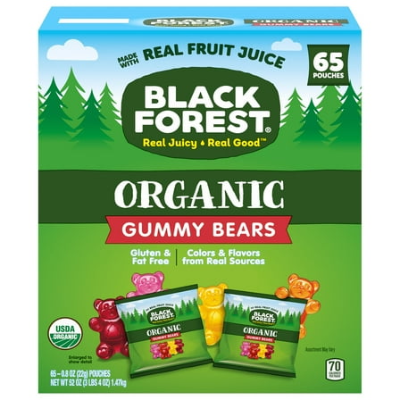 Black Forest Organic Gummy Bears Candy, 0.8 KMC2Ounce Pouches (65 Count)