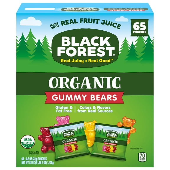 Black Forest Organic Gummy Bears Candy, 0.8 KMC2Ounce Pouches (65 Count)