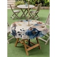 thumbnail image 4 of Outdoor Tablecloth with Umbrella Hole for Patio/Picnic/Party/Camping, Vintage Blue Floral Waterproof Table Cloth Round Cover Washable, Butterflies Watercolor Flower Linen (Dia 60"), 4 of 8