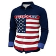 thumbnail image 2 of HOWPAY Mens Button down Shirt Long Sleeve 250th Anniversary USA Tops Patriotic 1776-2026 Commemorative Lightweight Clothes Navy XXXL, 2 of 3