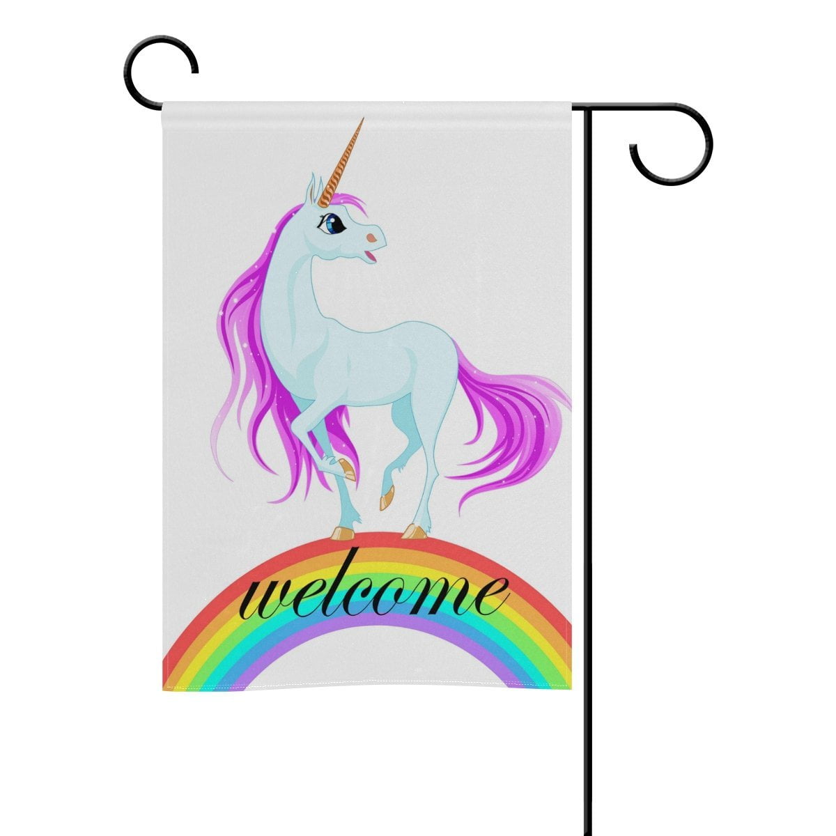 Castle and Unicorn Garden Flag House Banner Linen Yard Banner 12x18" Castle and Unicorn Garden Flag House Banner Linen Yard Banner 12x18"