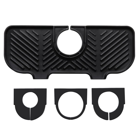 Black Black Silicone Faucet Mat For Kitchen Sink Draining Pad Water Catcher Splash Guard Foldable Countertop Protector Quick Dry