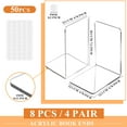 thumbnail image 4 of cyrico Acrylic Bookends 8 Pieces, Clear Bookends with Non-Slip Stickers Decorative Book Ends for Shelves Book Holder Stand for Desktop Organizer, Book Stopper for Home Library Office  Supplies, 4 of 5