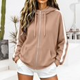 thumbnail image 2 of Gsakboxl Sweatshirt for Women Autumn Winter Color Block Drop Shoulder High Collar Hooded Cardigan, Loose Trendy Casual Open Front Sweatshirt, 2 of 6