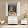 thumbnail image 2 of Jopath Metal Wardrobe Closet,71" Tall Armoire Wardrobe Cabinet 2 Drawers and Hanging Rod,Clothes Storage Organizer Cabinets for Bedroom,Office,Living Room,White, 2 of 8
