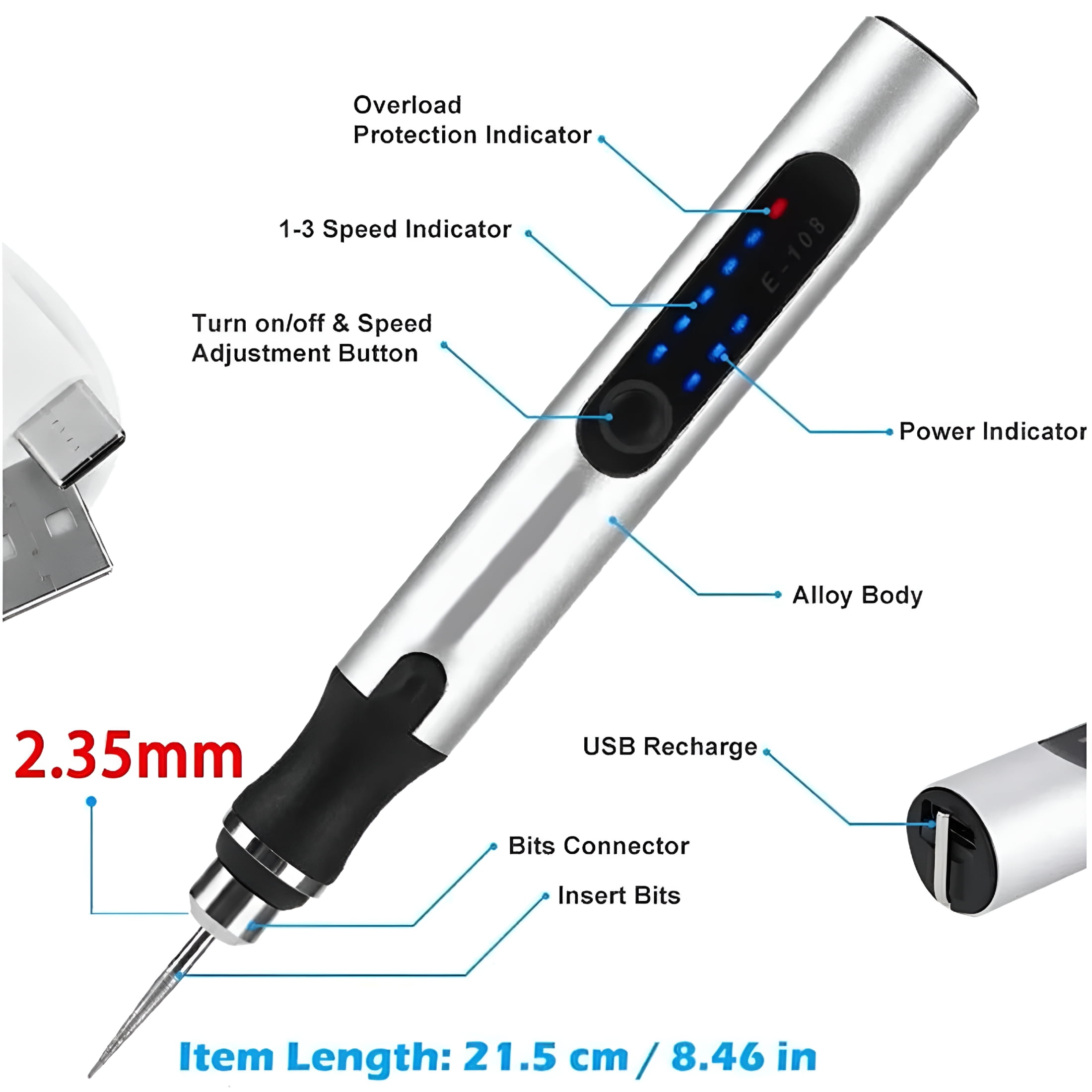 EXLEAF 2026 New Diy Engraving Pen Electric Rotary Tool Diamond Tip Etching Marker Precision Carving Kit for Metal Glass Wood Jewelry Craft Personalized Gift Making Electric Engraving Pen