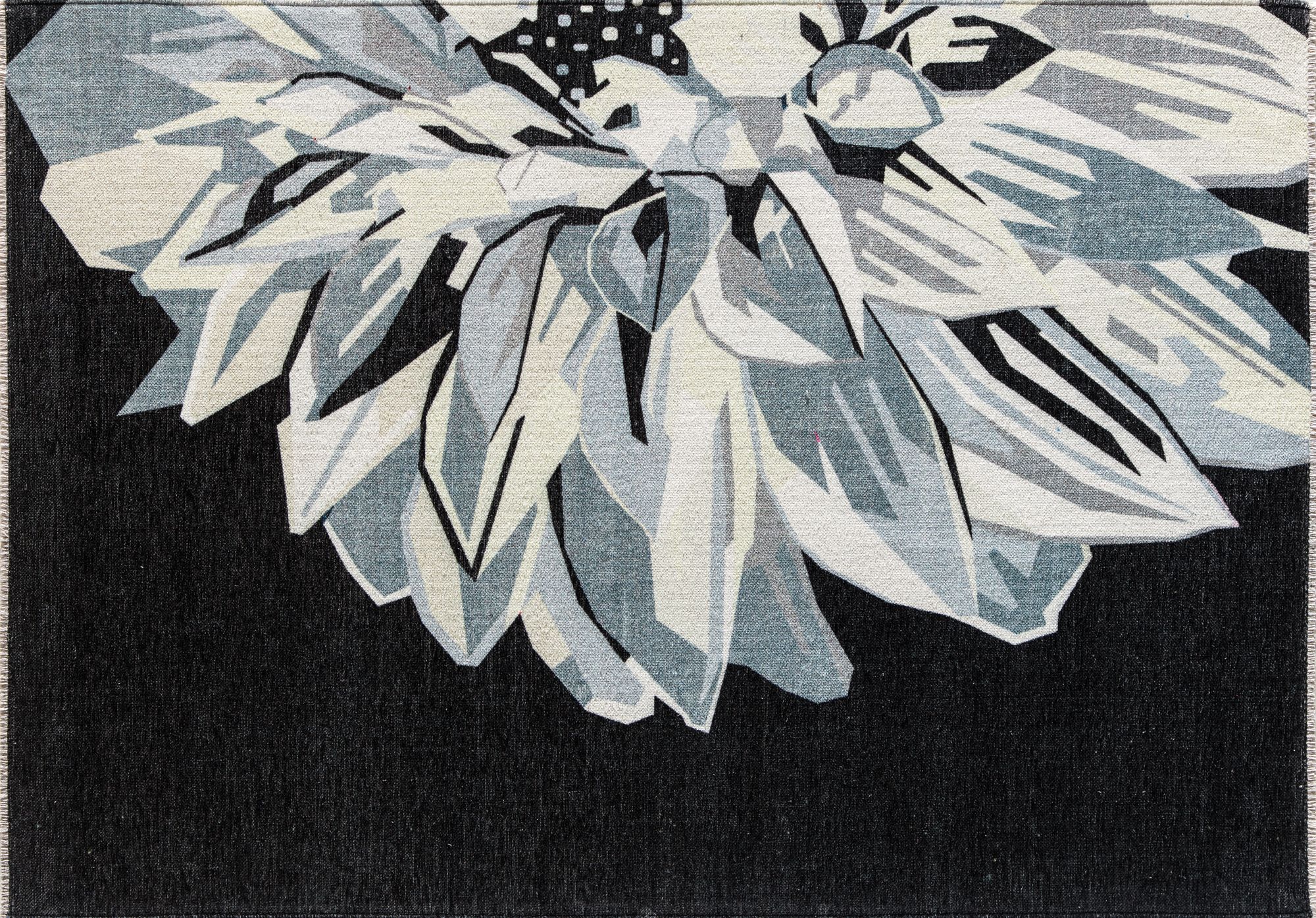 Elizabeth Sutton MI35D Twilight Dahlia Floral Modern Black Area Rug, 7'10"X10'0"
