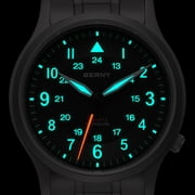 BERNY Titanium Watches for Men, Japanese Quartz Movement Men's Field Watch, 5ATM Waterproof Military Wristwatch for Men, Analog Sport Watches with Super Luminous, Black