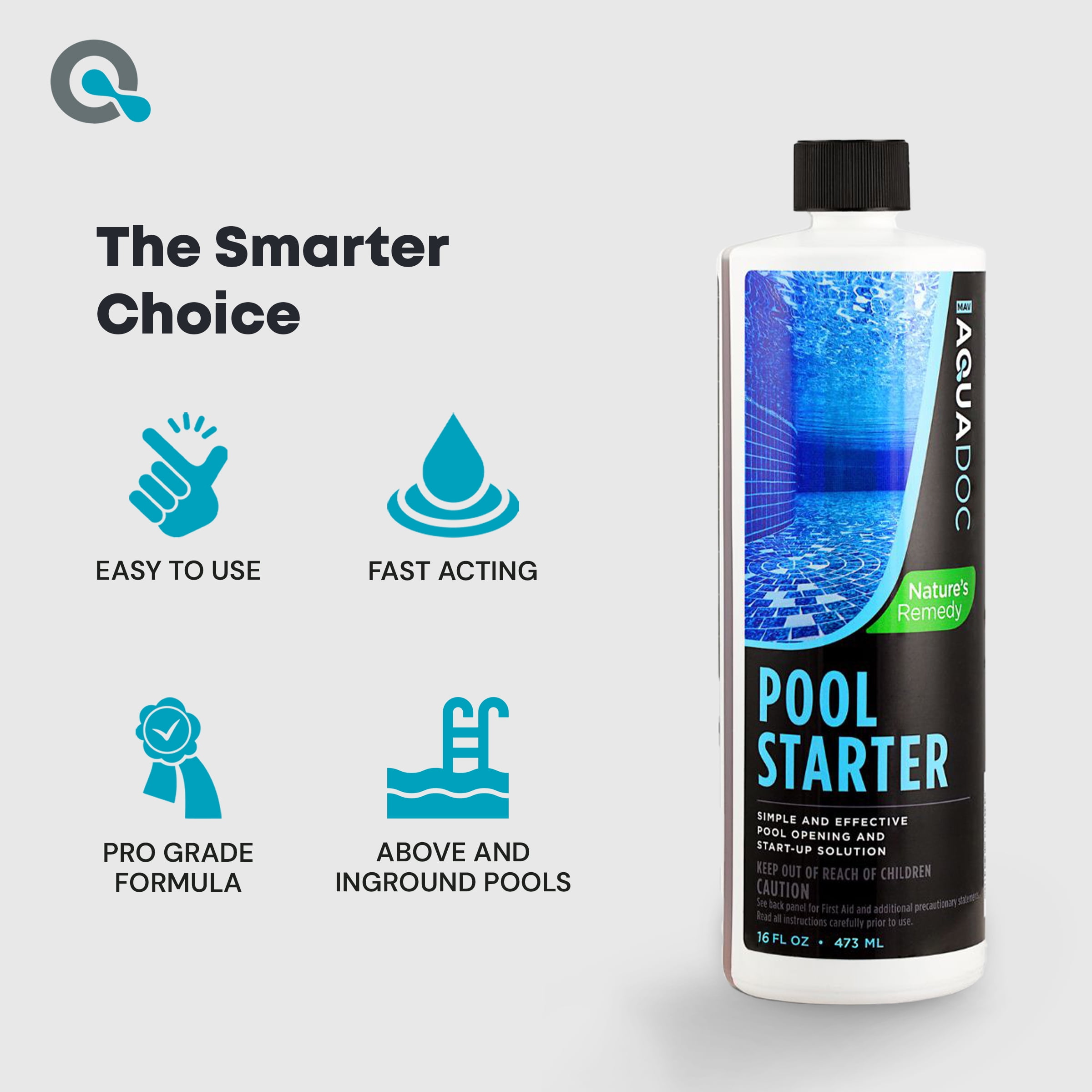 Pool Opening Chemical - Make Opening Your Pool Easier - Pool Startup for Above Ground Pool & Inground Pool Chemical Starter Kit - AquaDoc Pool Chemicals - 16oz