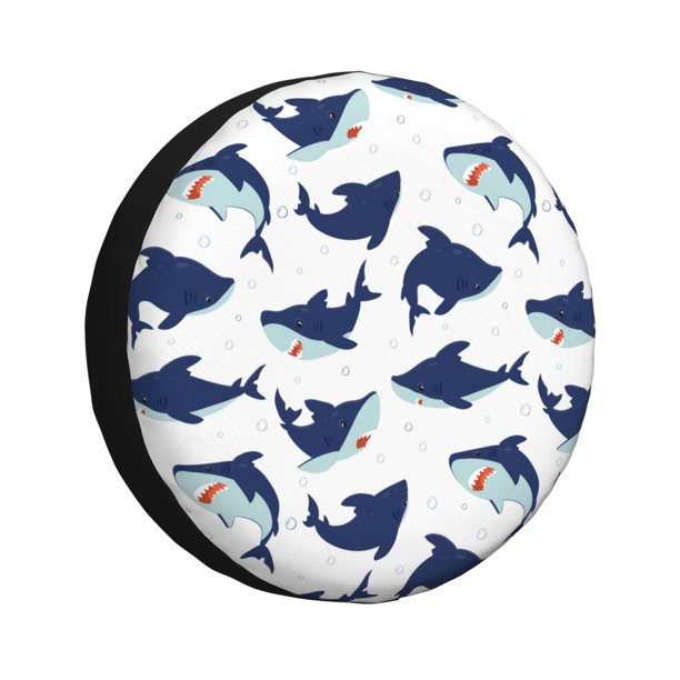 Fotbe Cute Shark Funda de Llanta de Repuesto con Estampado, Engrosada, Ajuste Universal para Jeep, Remolque, RV, SUV, Camión-14 inch