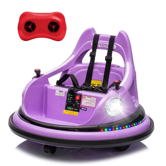 Xuanlur 12V Ride on Bumper Car for Toddlers, Electric Cars for Kids w/Parent Remote, Ride on Toys w/2-Speed, 2 Driving Mode, 360°Spin, Music, Lights, 5-Point Safety Belt, Purple