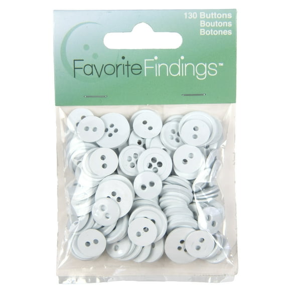 Favorite Findings White Basic Round Sew Thru Buttons, 130 Count