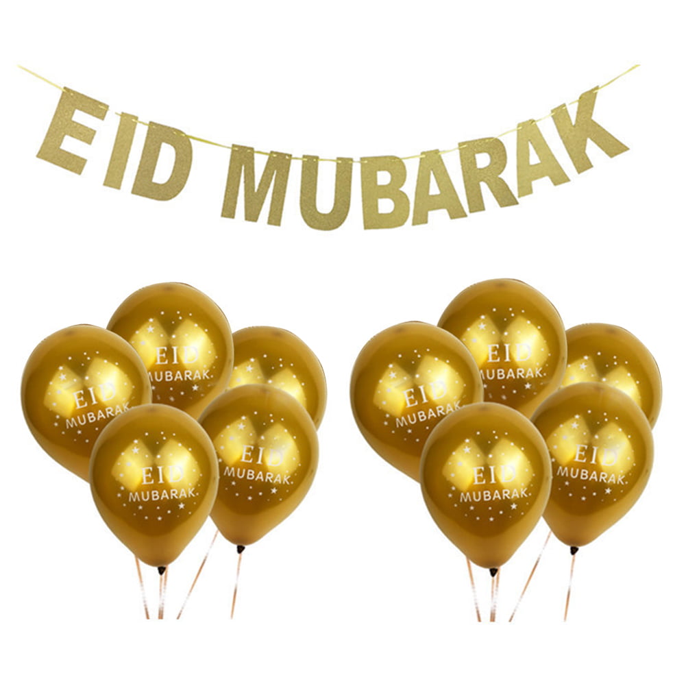 1 Set Gold EID MUBARAK Banner Glitter Paper Garland EID Party Ramadan Decor TO