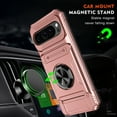 thumbnail image 2 of Dteck for Google Pixel 9 Pro XL Ring Stand Case, Shockproof TPU+PC Built-in Magnetic Kickstand with Card Holder Dual-Layer Design Heavy Duty Protection Phone Case, Rosegold, 2 of 7