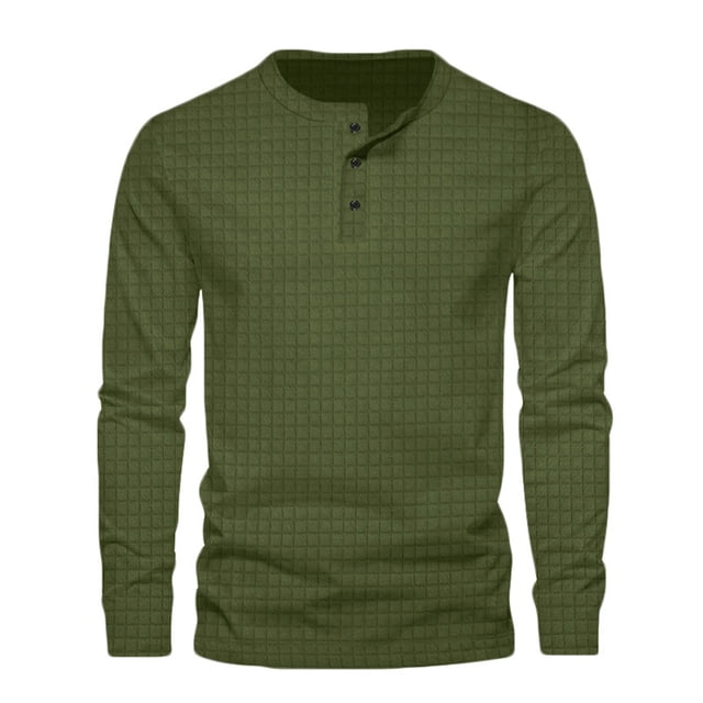 zbxnLI Chandails en Molleton à Col Rond pour Hommes, T-Shirts à Boutons, Couleur Unie, Décontracté, Léger, Chandail