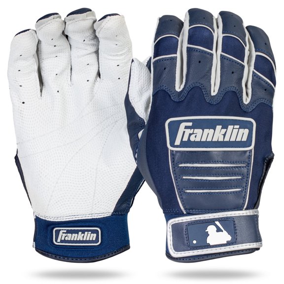 Franklin Sports MLB Batting Gloves - CFX Pro Adult Men's Youth Batting Gloves Pair - Baseball Softball Gloves - Pearl/Navy - Adult Extra Large