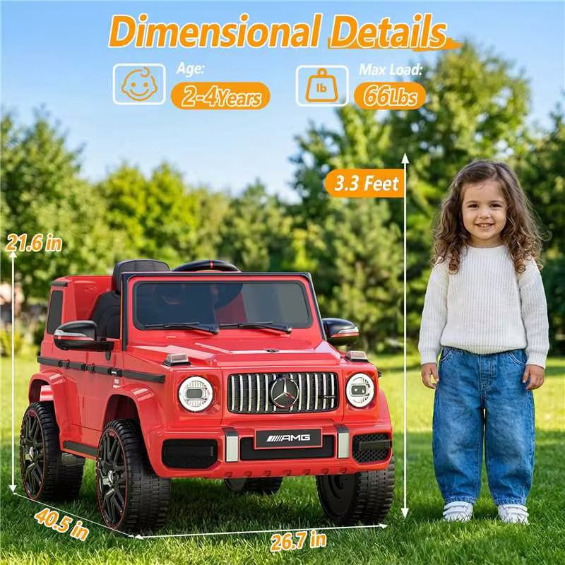 East doll 12V Power Ride on Toys for Toddlers, Kid Electric Car, G63 G Wagon Licensed Mercedes-Benz with Remote Controls, Aged 2-4Y,Red