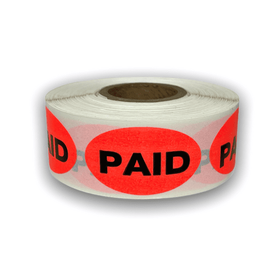 LabelsandMore 7/8"x1 1/2" Paid Sticker Oval Self-Adhesive Retail Labels 1000 Pack