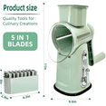 thumbnail image 4 of QOPR Rotary Cheese Grater, Kitchen Grater Vegetable Slicer ,Mandoline Slicer & Veg Shredder with 5 Interchangeable Blades,Green, 4 of 8