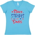 thumbnail image 3 of Inktastic 4th of July Stars Stripes and Sass Blue and Red Stars Women's V-Neck T-Shirt, 3 of 5