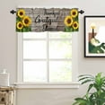 thumbnail image 2 of Farmhouse Sunflower Valances for Windows Thankful Grateful Blessed Wood Grain Rod Pocket Curtain Valance Window Treatment Short Curtains for Kitchen Living Room, 42"x12", 2 of 5