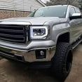 thumbnail image 2 of DRL LED Switchback Signal Light Bar Strip Projector Headlight Head Lamp In Chrome Housing Clear Lens Made For And Compatible With 2014 - 2015 GMC Sierra 1500 15-17 2500HD 3500HD, 2 of 7